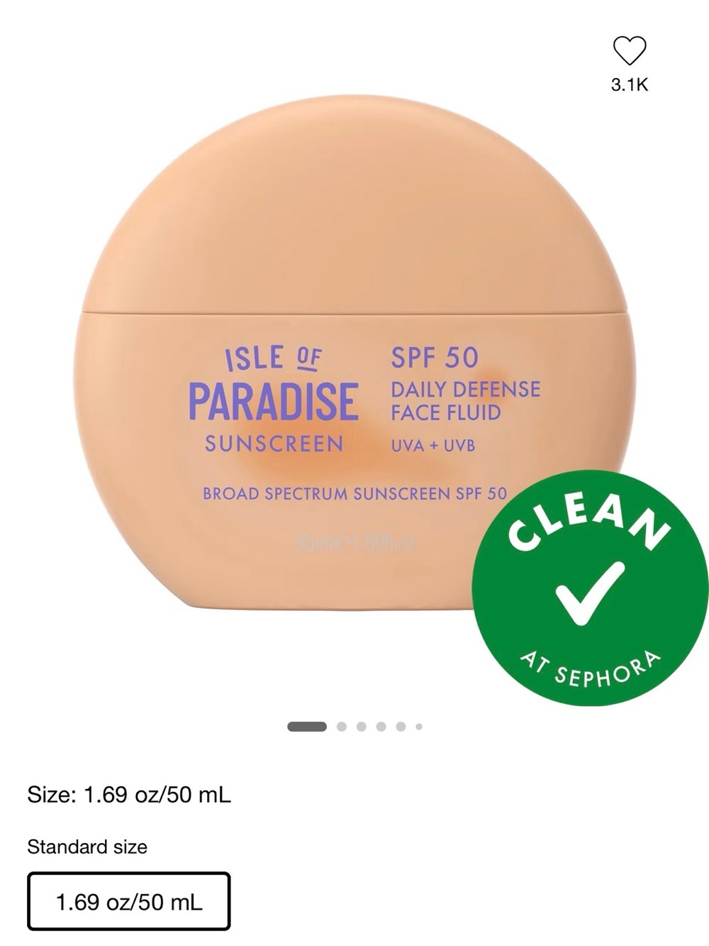 Isle of Paradise Peach-Tone SPF 50 Daily Defense Face Fluid